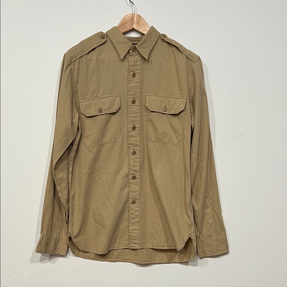 Ralph Lauren Double RL Other - RRL Twill Cotton Military Shirt Button Down in Tan Size Medium